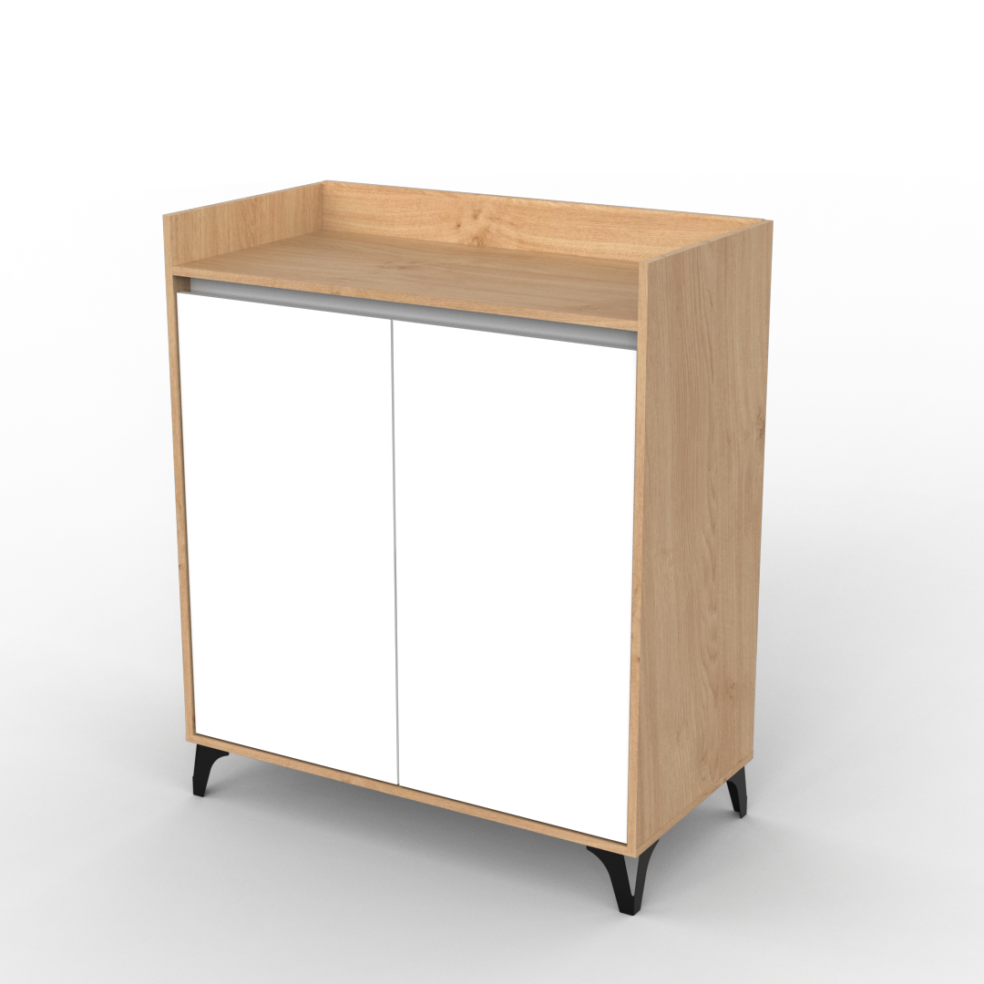 Auxiliar Portamicroondas 90 cm Blanco Roble Kendal