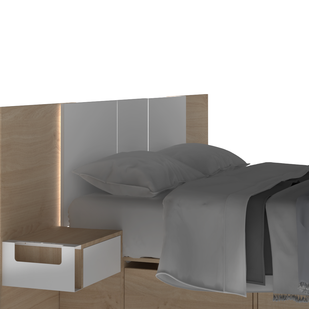 Respaldo Cama De 2 Plazas Roble Kendal Blanco