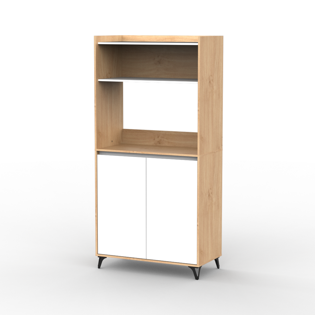 Auxiliar Portamicroondas Con Estante 90 cm Blanco Roble Kendal