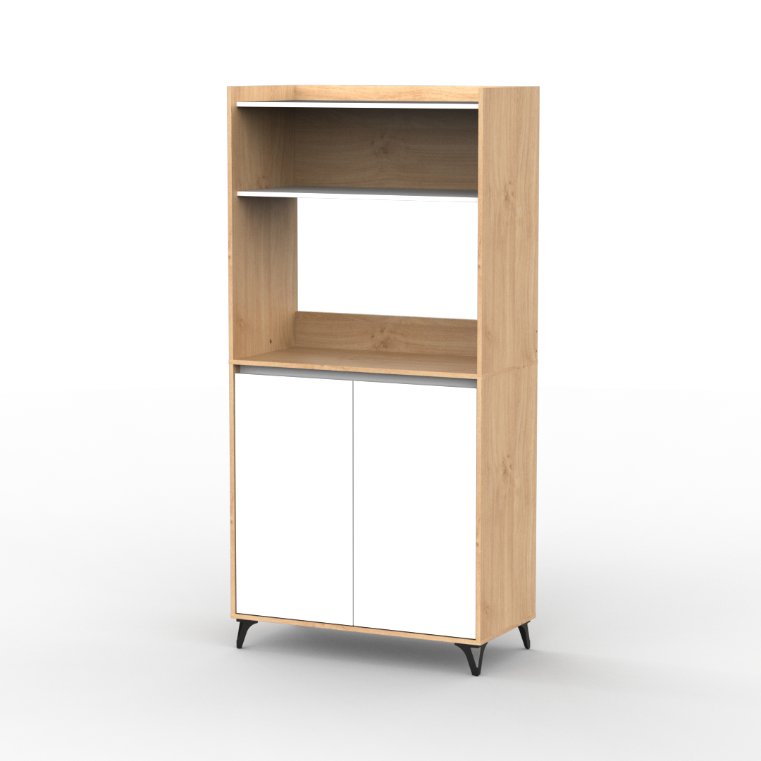 Auxiliar Portamicroondas Con Estante 90 cm Blanco Roble Kendal