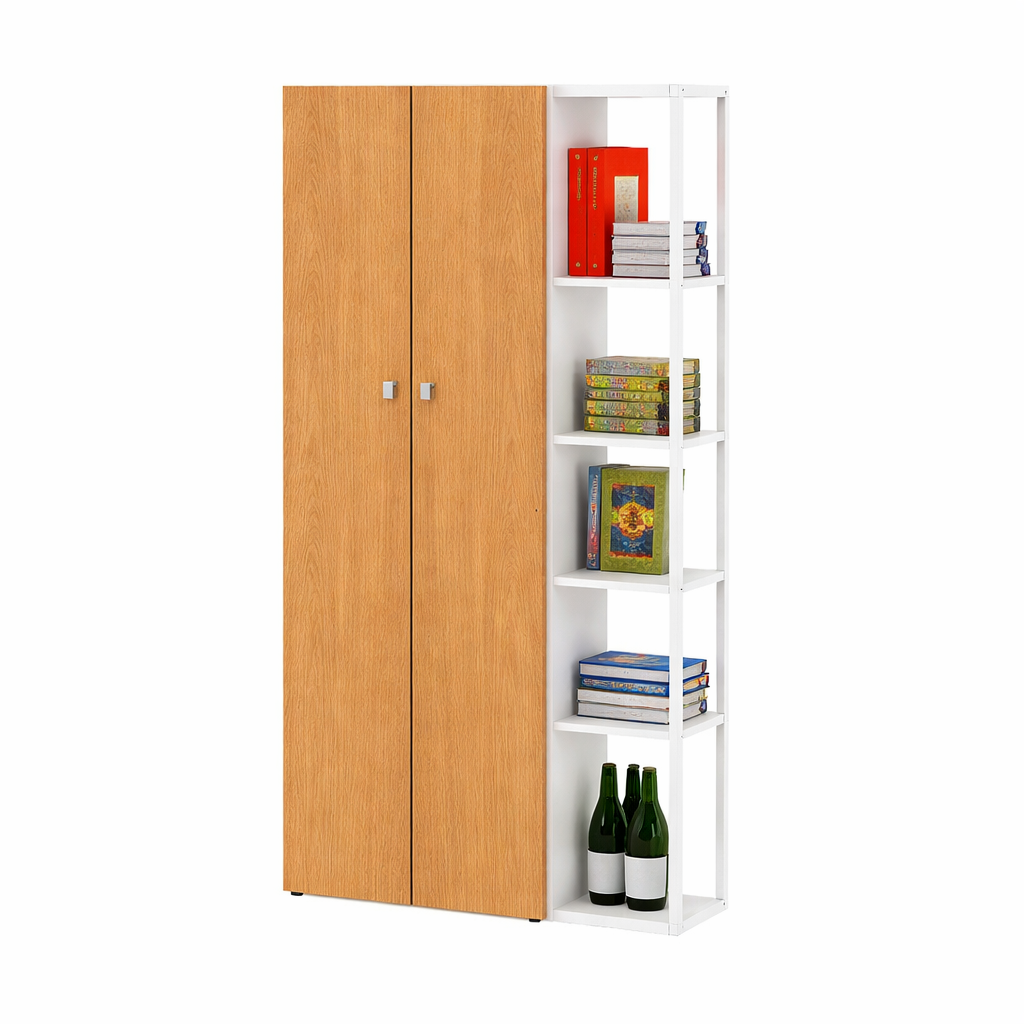 Despensero 2 Puertas con Estanteria 180 cm Blanco Roble Kendal
