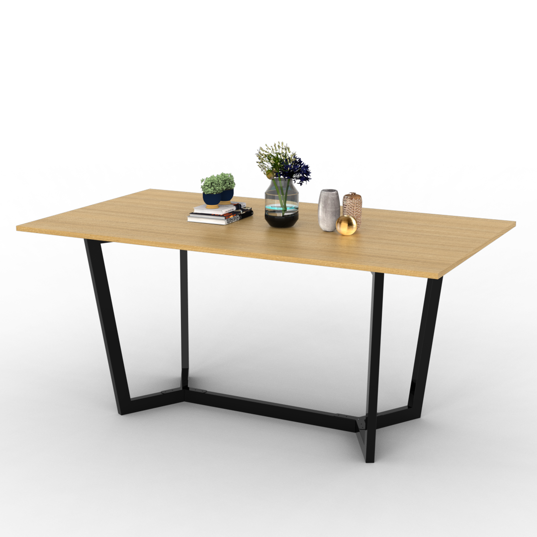 Mesa Moderna 160 cm Roble Base Negra