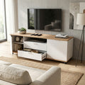 Rack de Tv Movil 160 cm Roble Kendal y Blanco