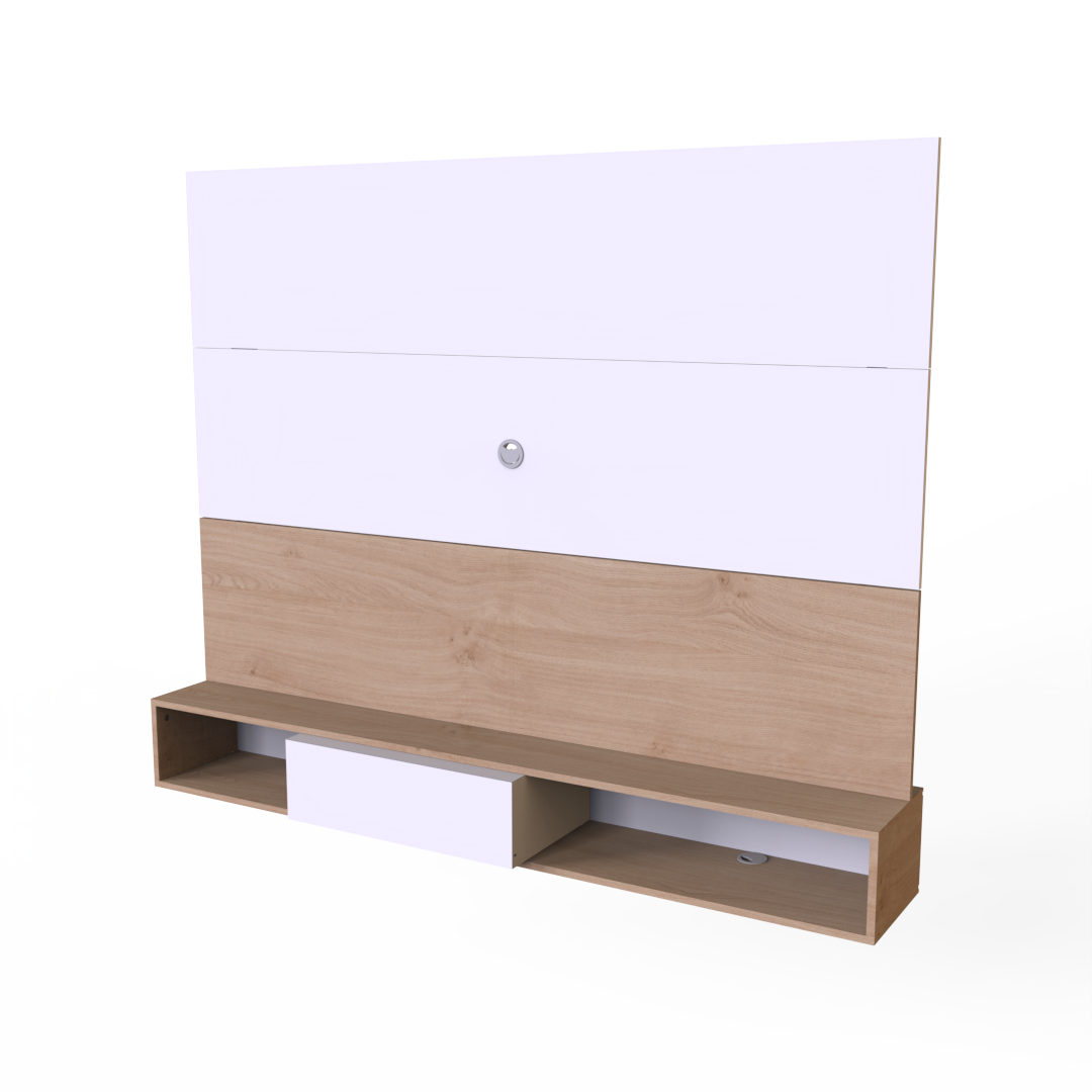 Panel Rack de Tv Flotante 160 cm Blanco Roble Kendal
