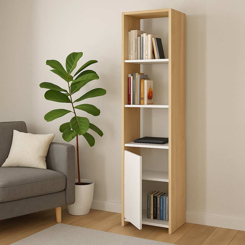 Columna Biblioteca Niza 40 cm Roble Kendal Blanco