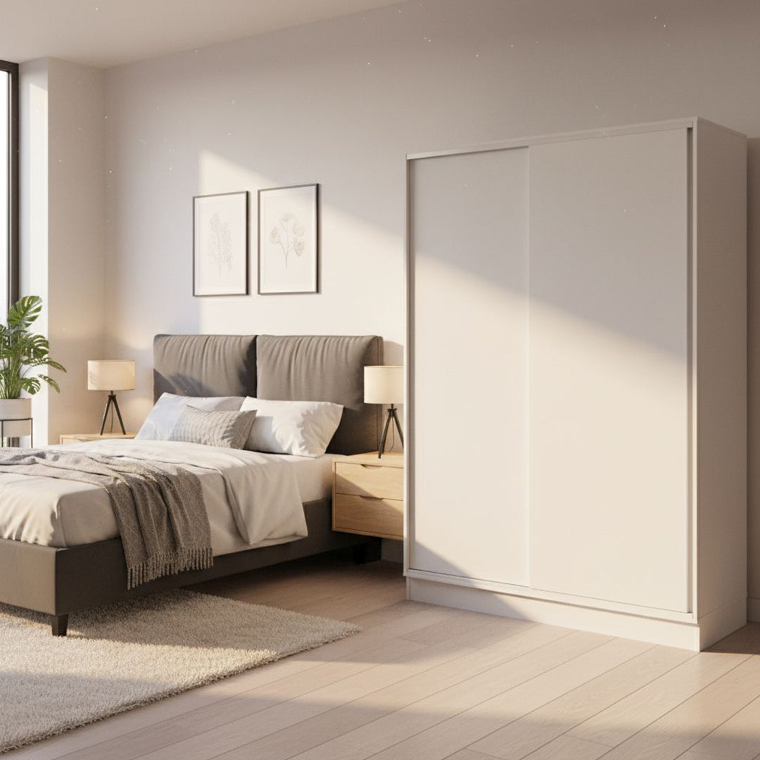 Placard Corredizo 135 cm con Zapatero Blanco