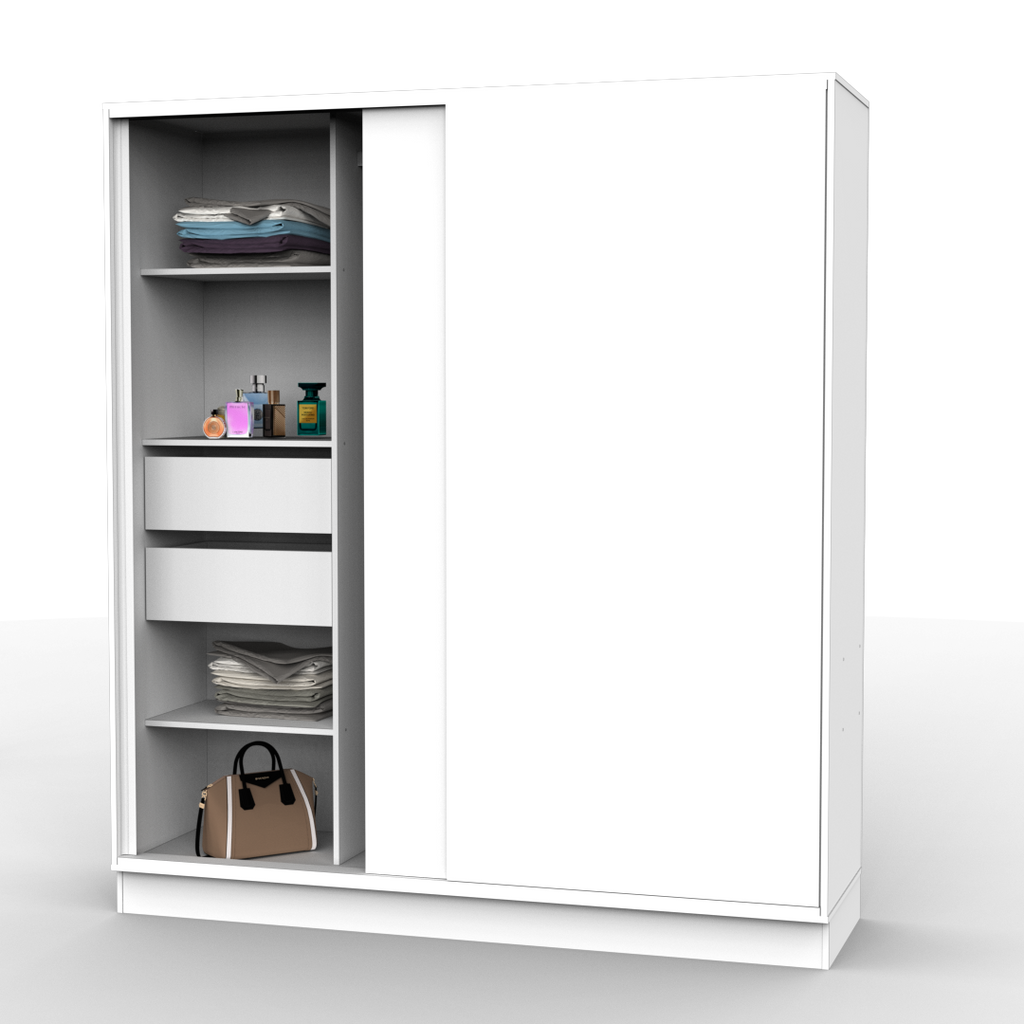 Placard Corredizo 180 cm con Zapatero Blanco