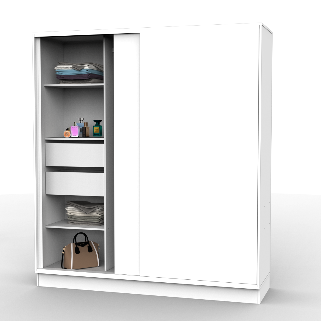 Placard Corredizo 180 cm con Zapatero Blanco