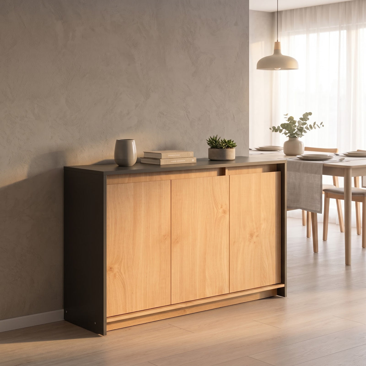 Bahiut Vajillero 130 cm Gris Roble Kendal