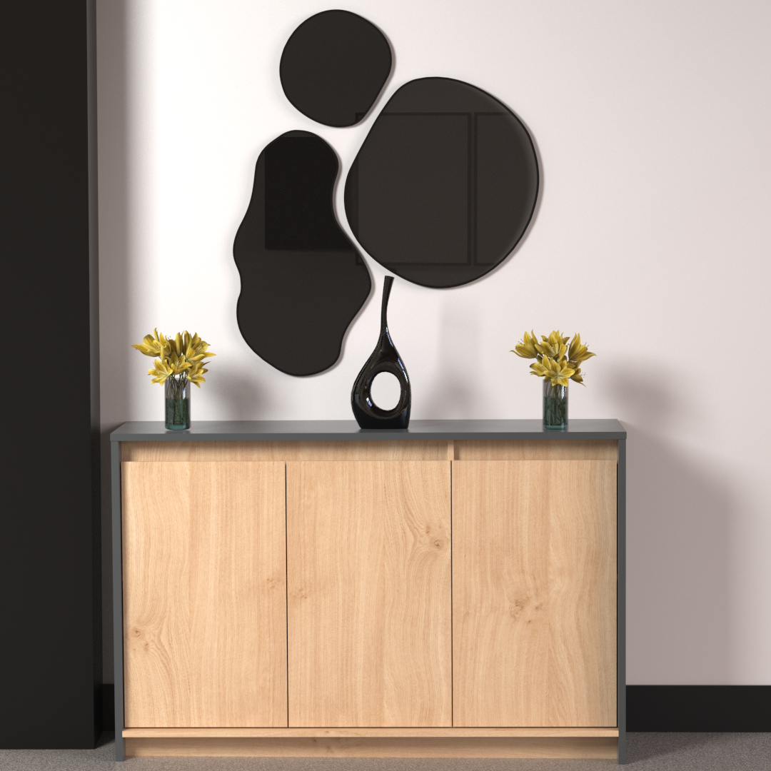 Bahiut Vajillero 130 cm Gris Roble Kendal