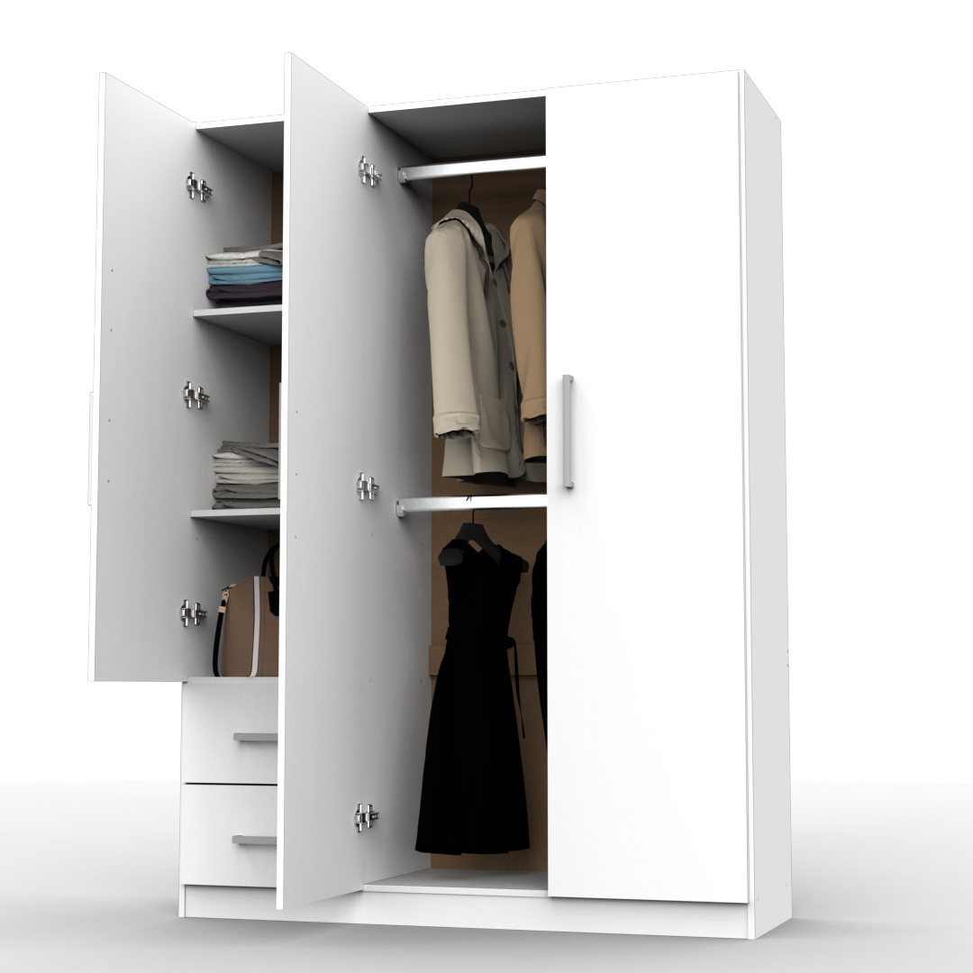 Placard 3 Puertas 130 cm Blanco