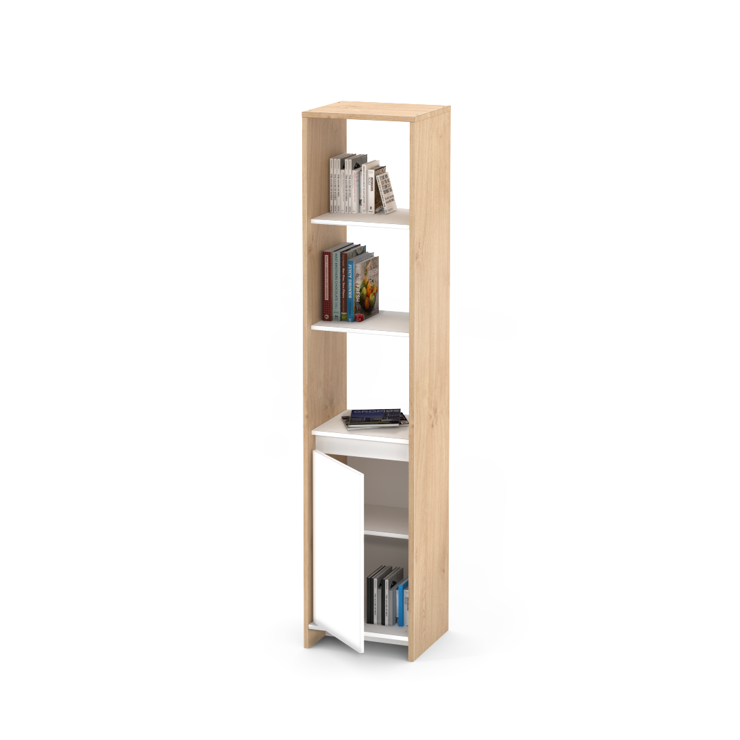 Columna Biblioteca Niza 40 cm Roble Kendal Blanco