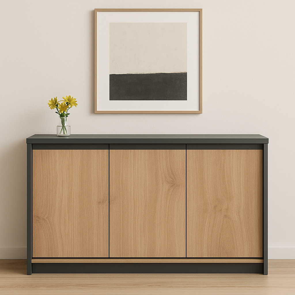 Bahiut Vajillero 130 cm Gris Roble Kendal