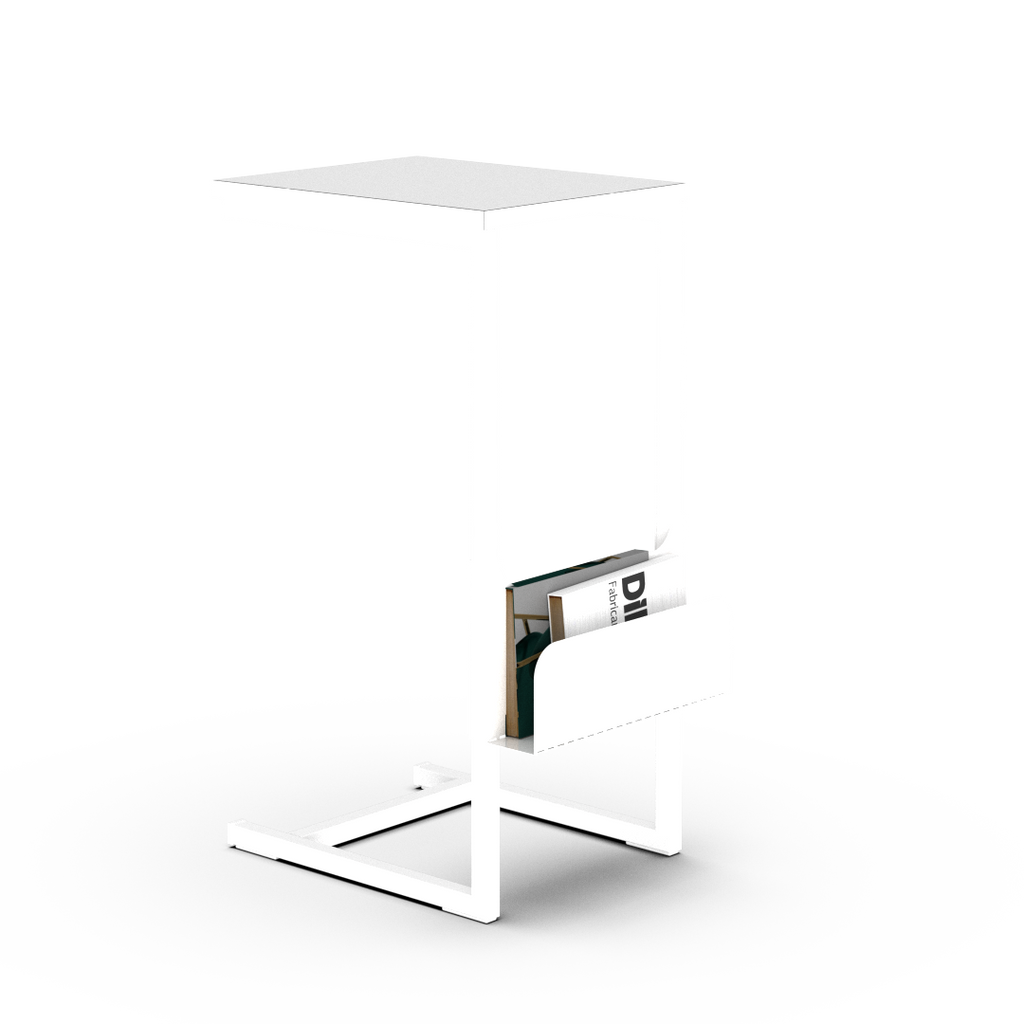 Mesa de Arrime con Revistero Blanca