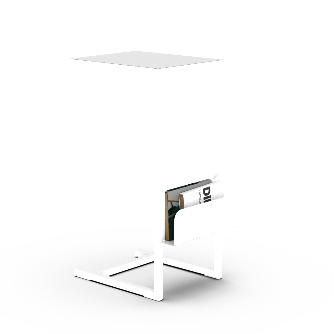 Mesa de Arrime con Revistero Blanca