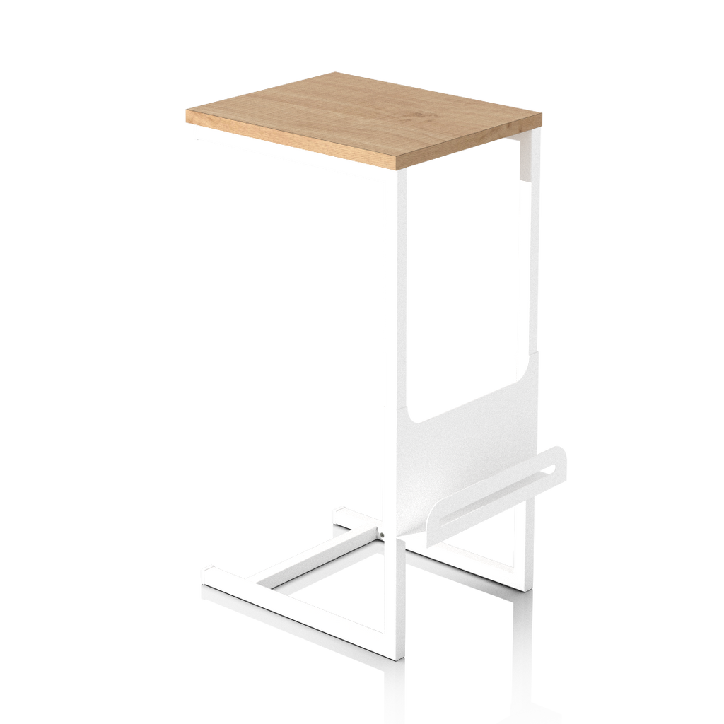 Mesa de Arrime con Revistero Roble Kendal Blanca