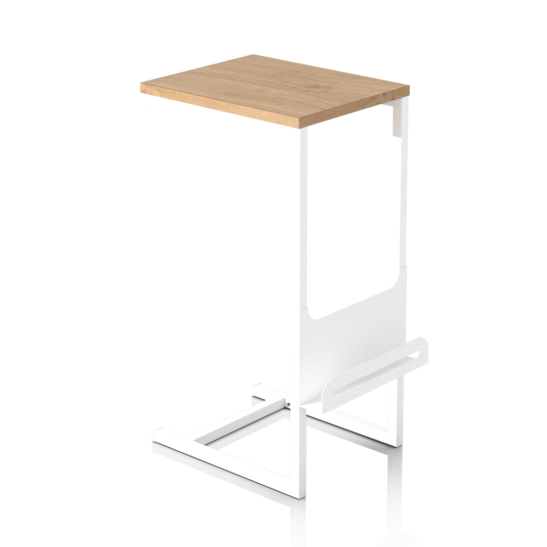 Mesa de Arrime con Revistero Roble Kendal Blanca