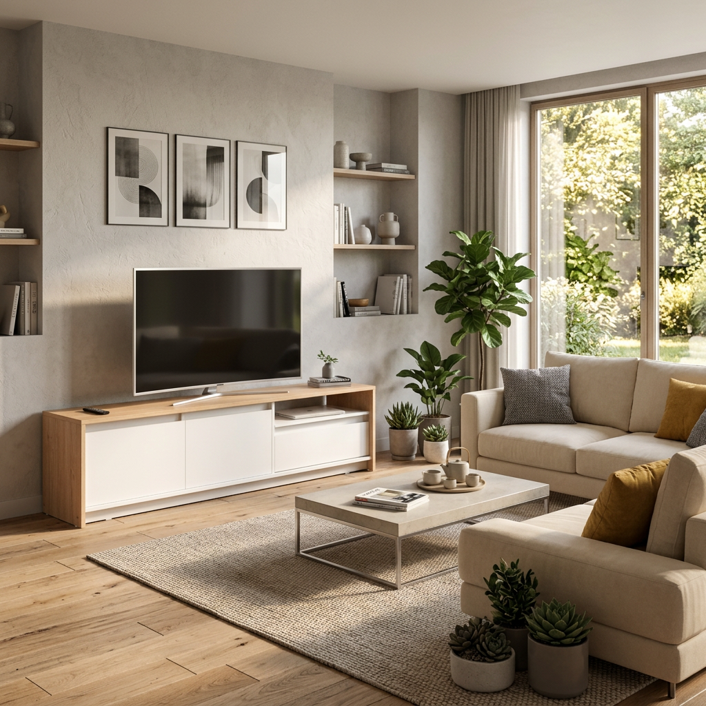 Rack De Tv 180 cm Roble Kendal Blanco