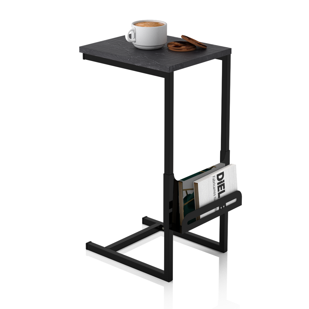 Mesa de Arrime con Revistero Marmol Gris Negra