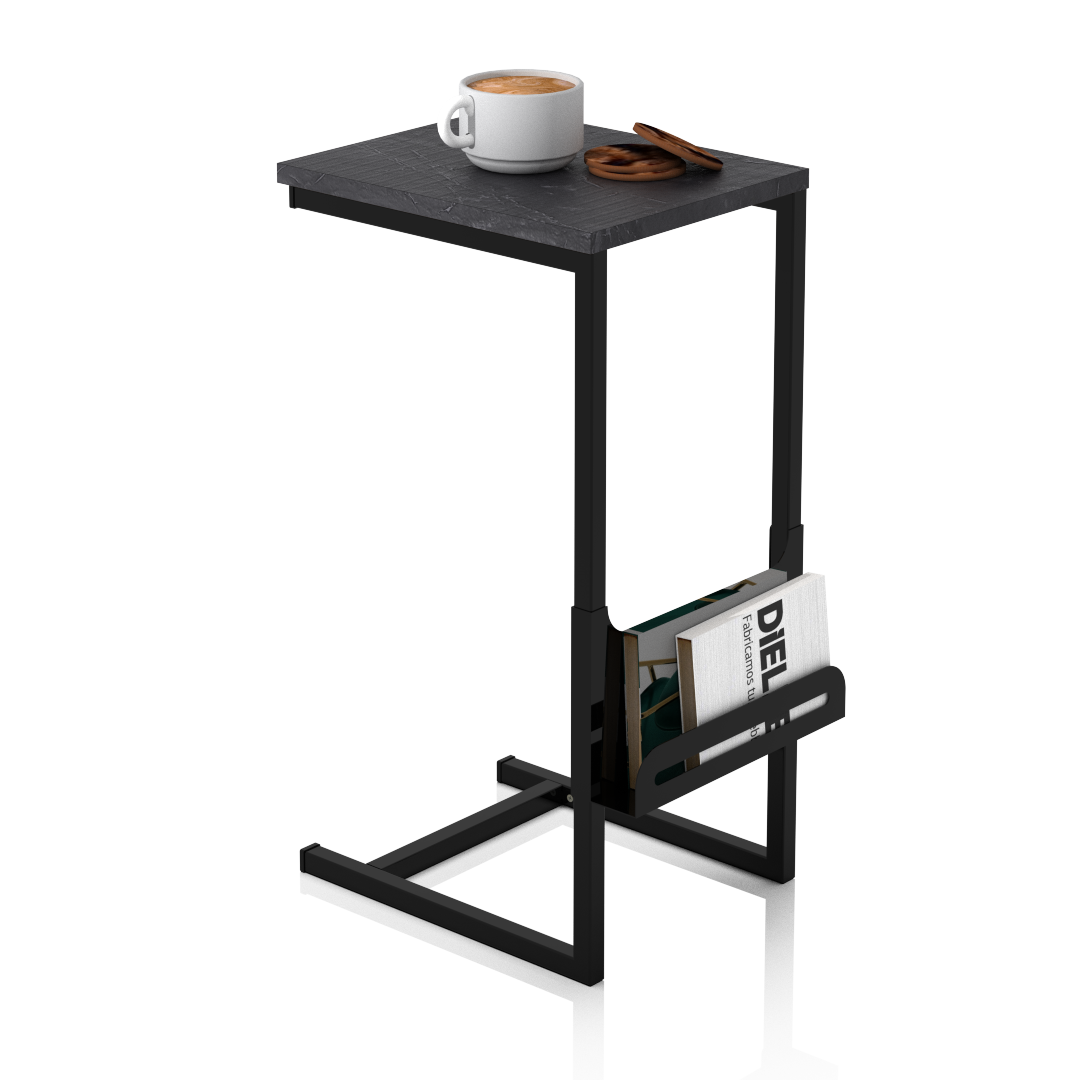 Mesa de Arrime con Revistero Marmol Gris Negra