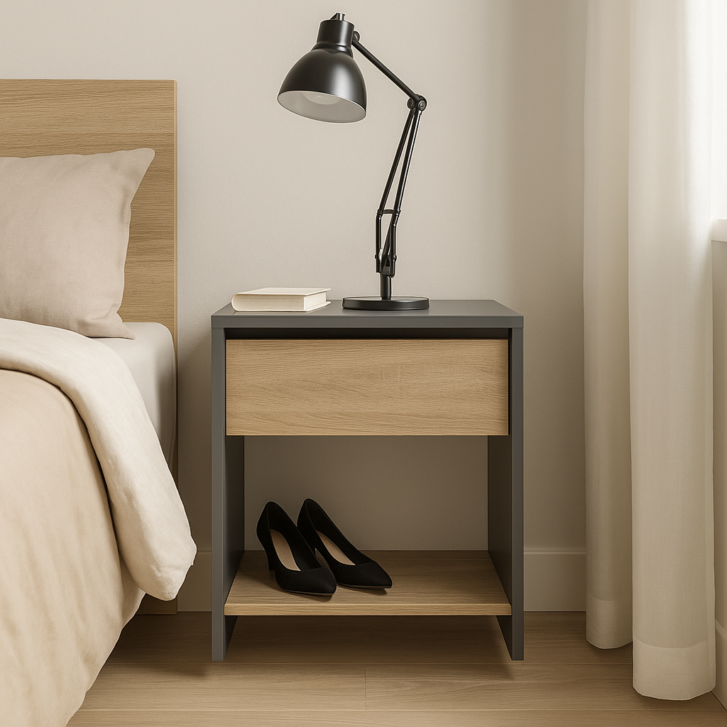 Mesita De Luz Niza 60 cm Gris Roble Kendal