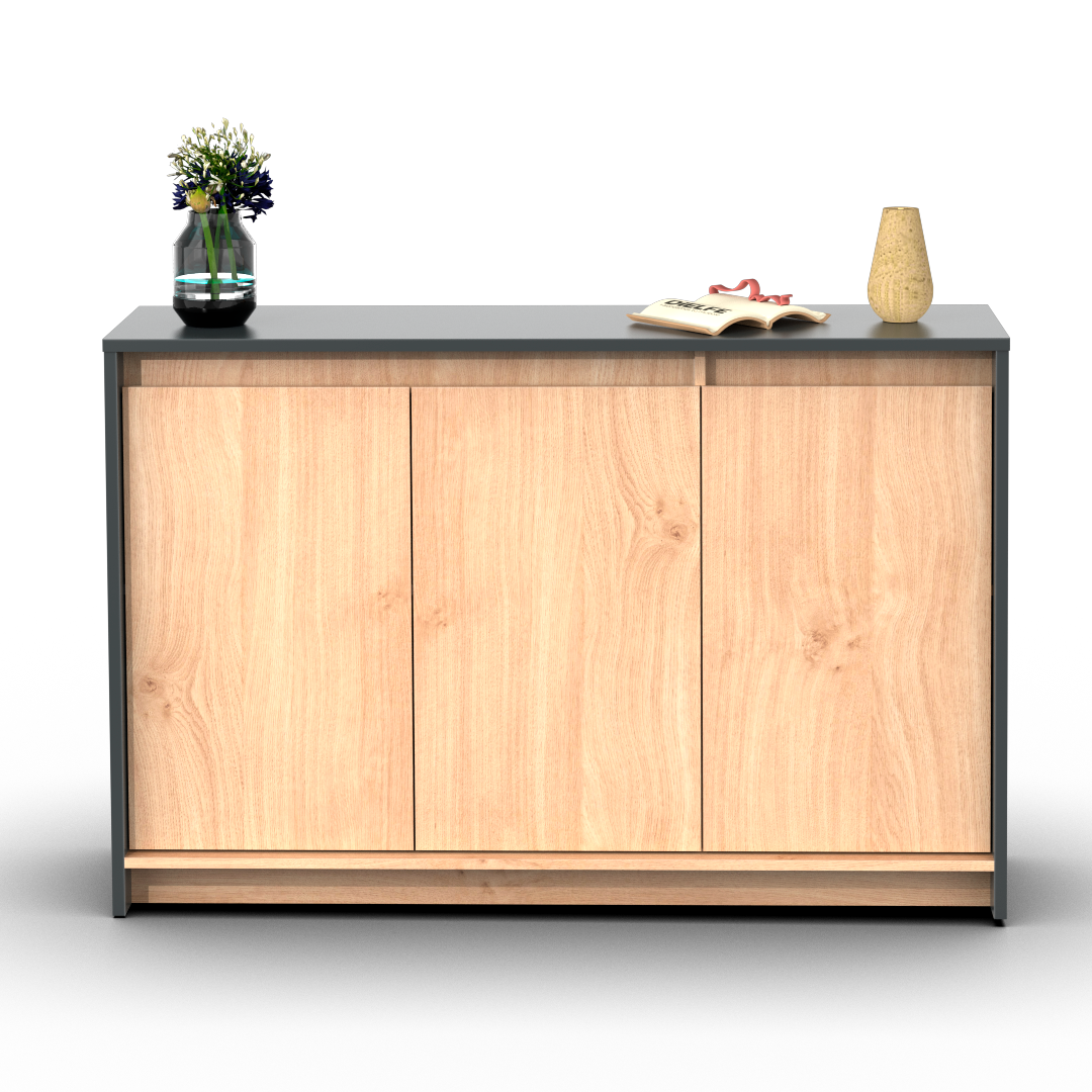 Bahiut Vajillero 130 cm Gris Roble Kendal