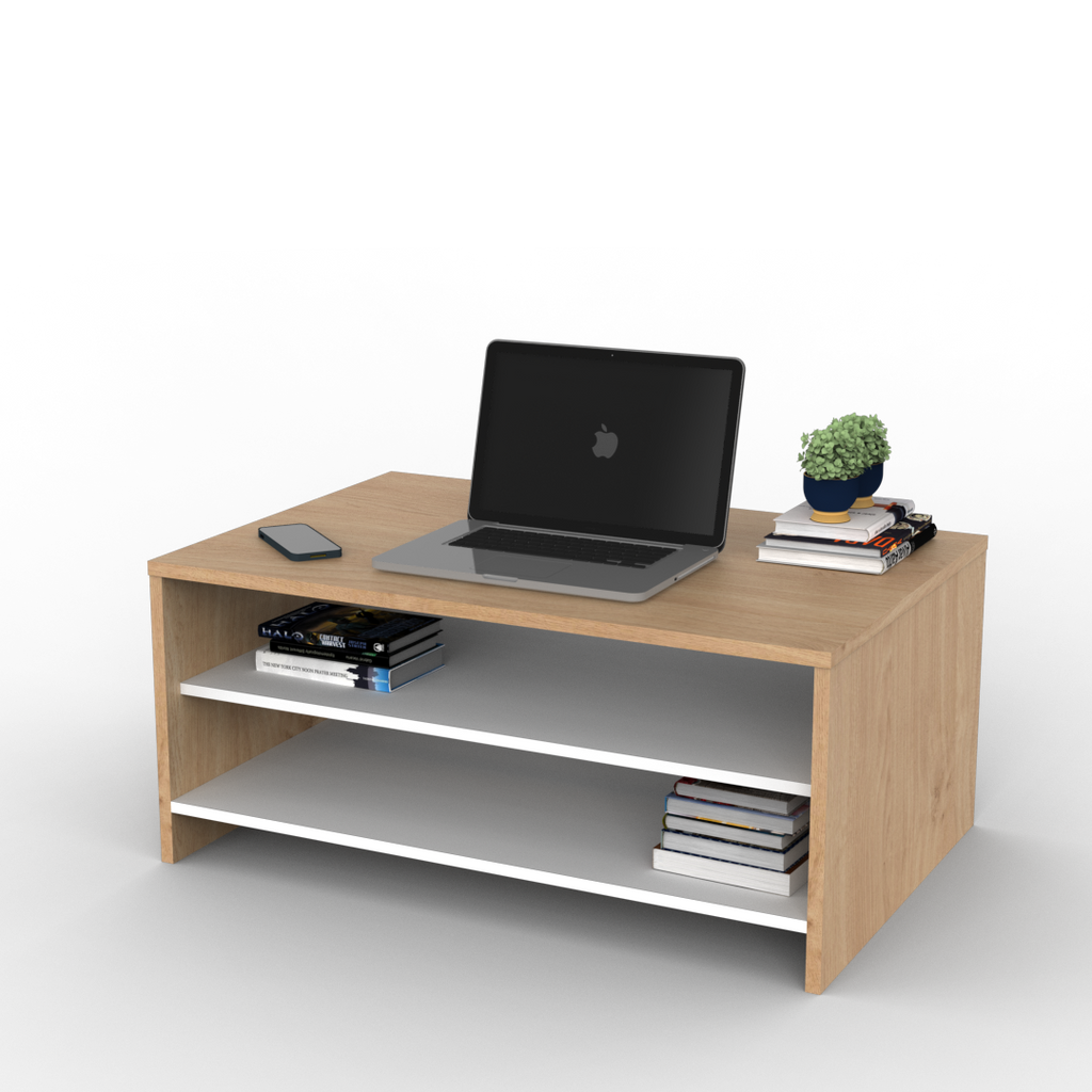 Mesa Ratona Niza 90 cm Blanca Roble Kendal