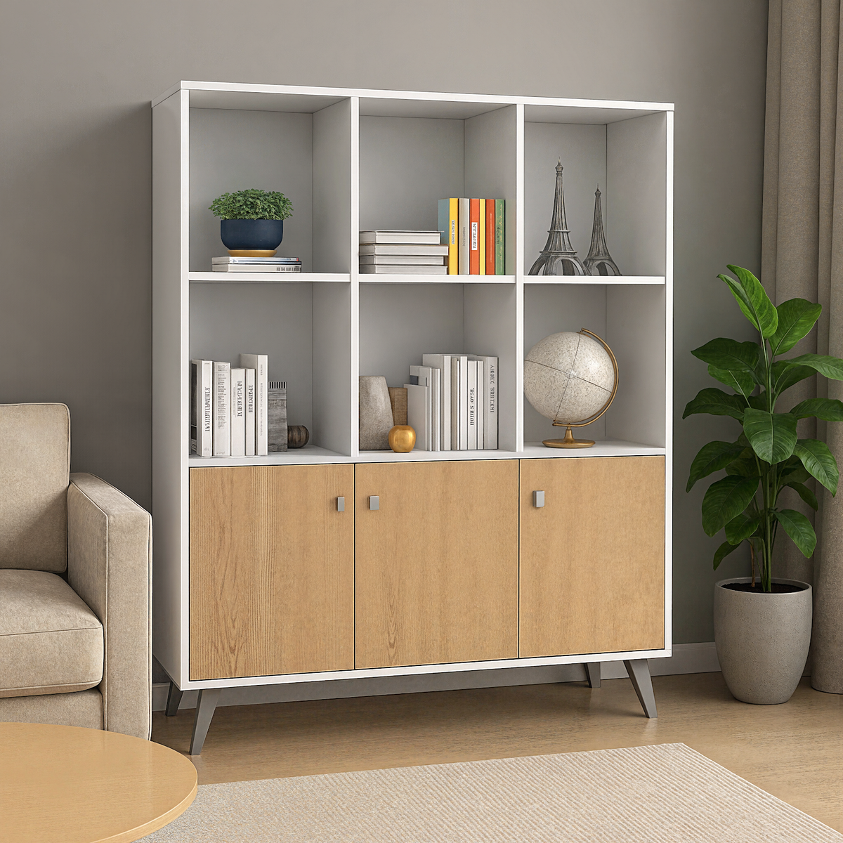 Módulo Escandinavo 110 cm Blanco Roble Kendal