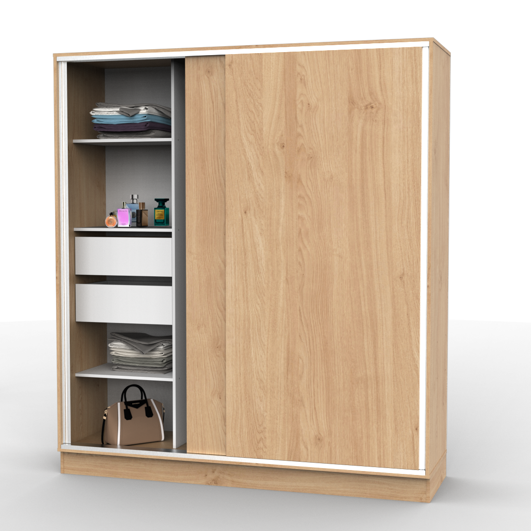 Placard Corredizo 180 cm con Zapatero Roble Kendal