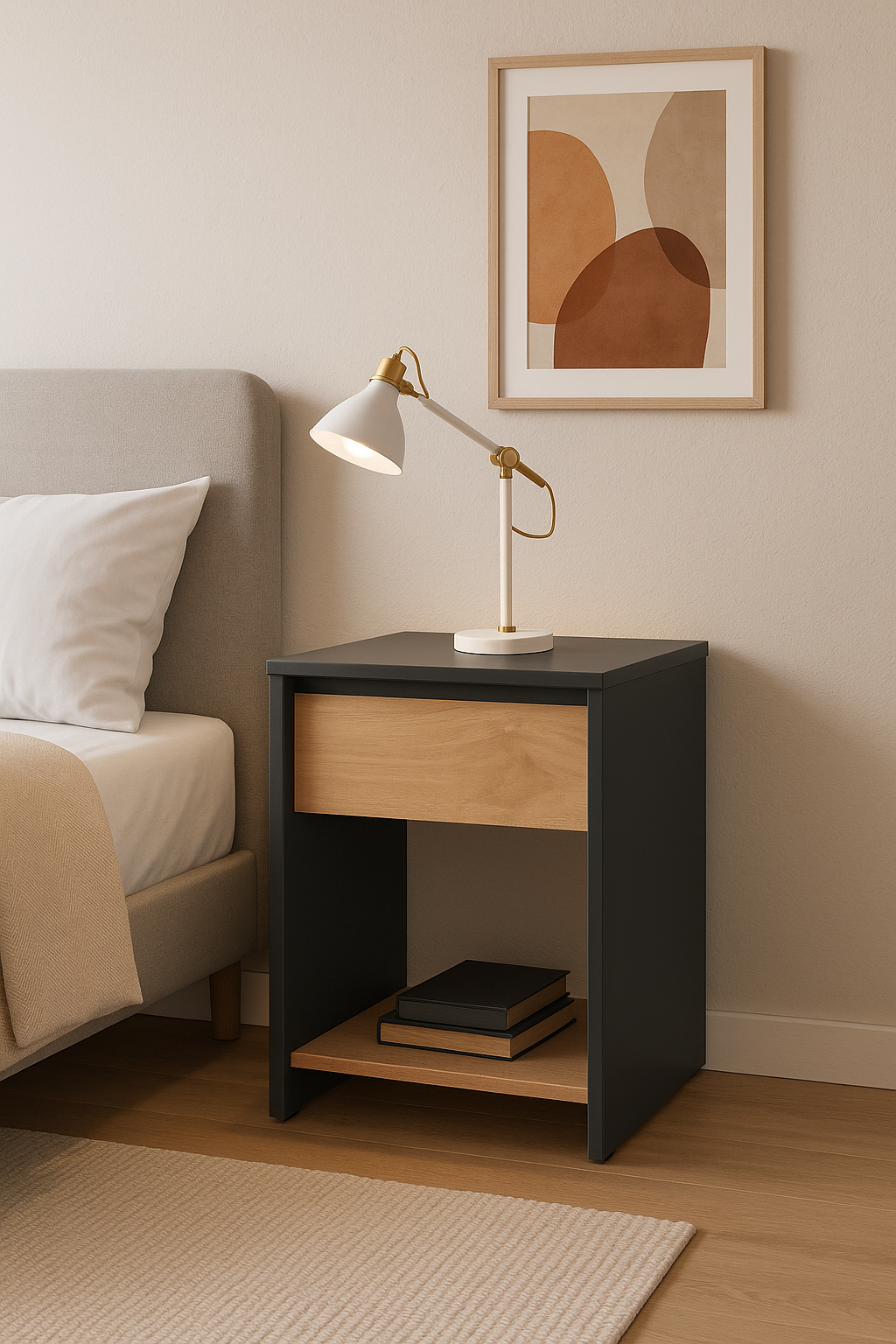 Mesita De Luz Niza 60 cm Gris Roble Kendal