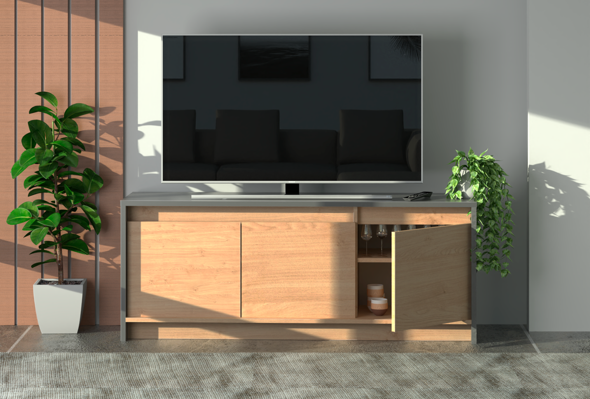 Rack De Tv 130 cm Gris Roble Kendal